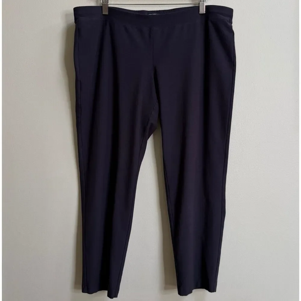 Eileen Fisher Black Mid Rise Slim Cropped Ankle Pants Size XL